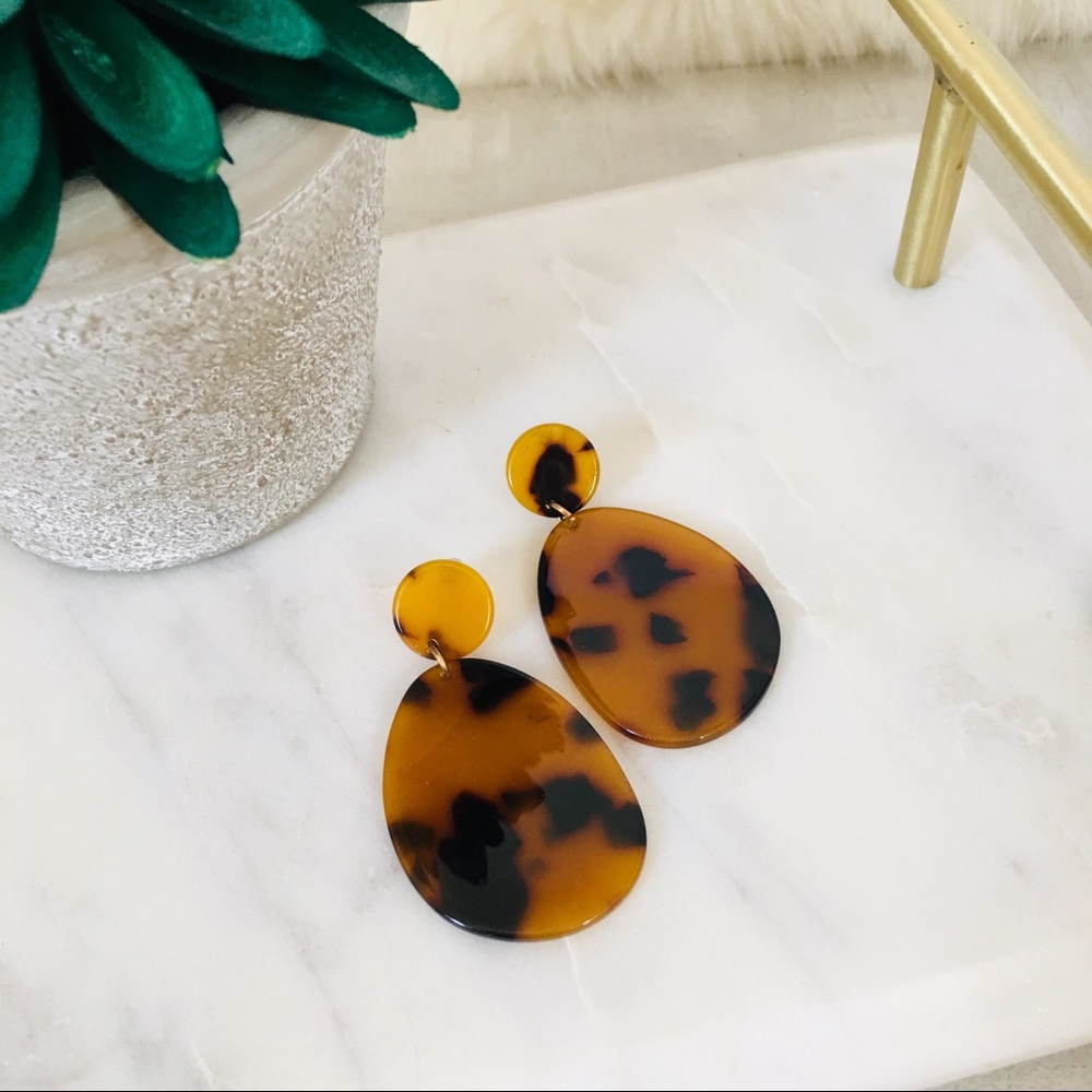Tortoise Drop Earrings Acrylic